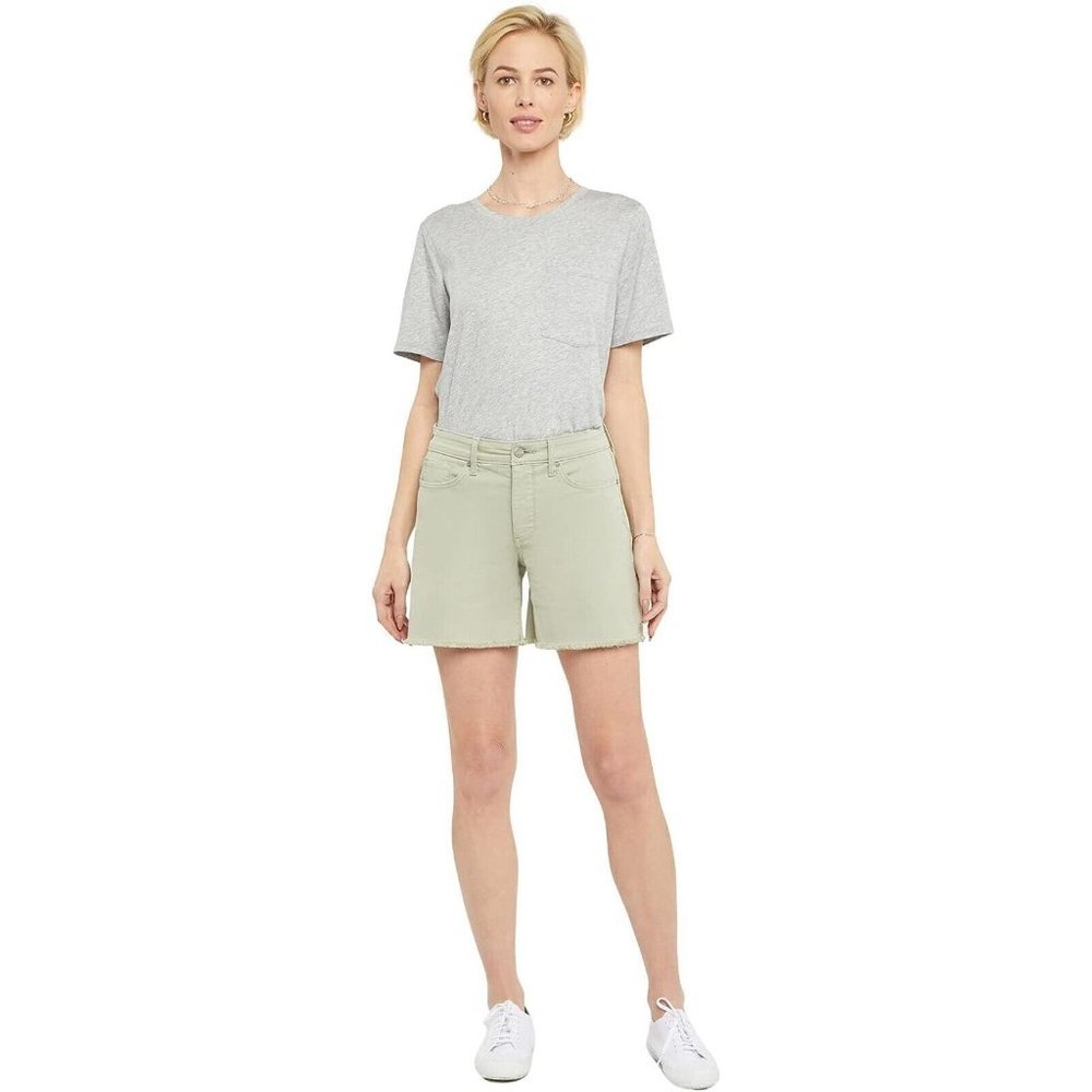 NYDJ High Rise Aline Frayed Hem Jean  Shorts Bamboo